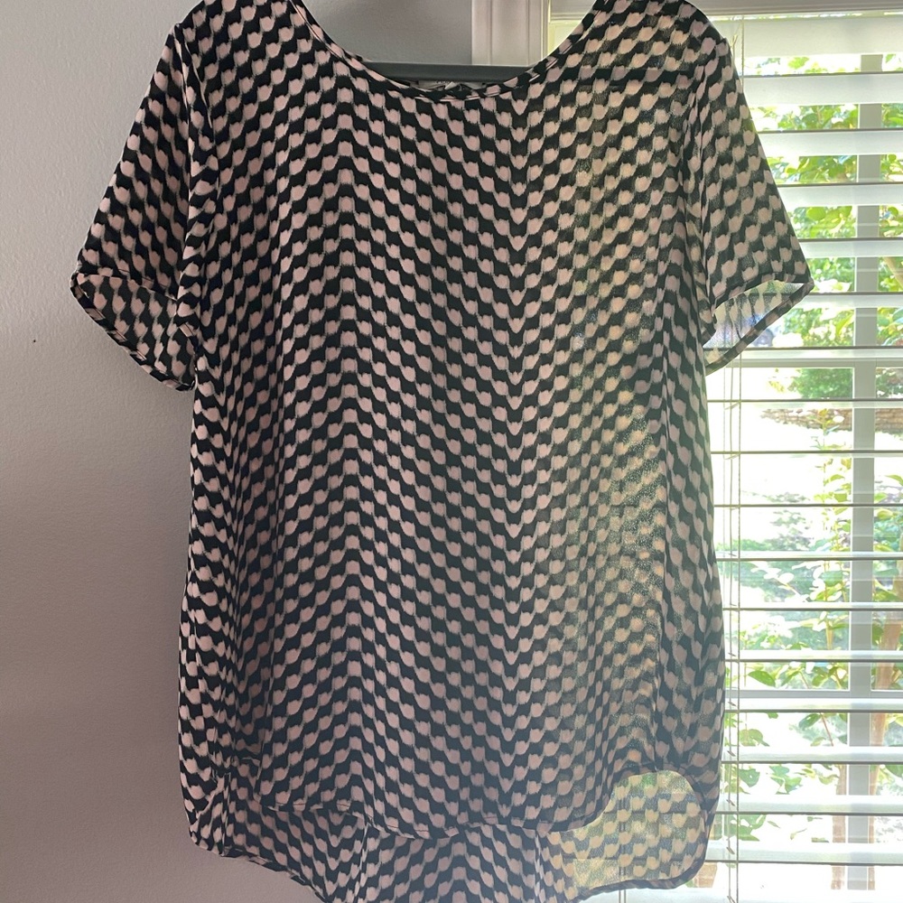 Nordstrom blouse. Navy and pink. Size L